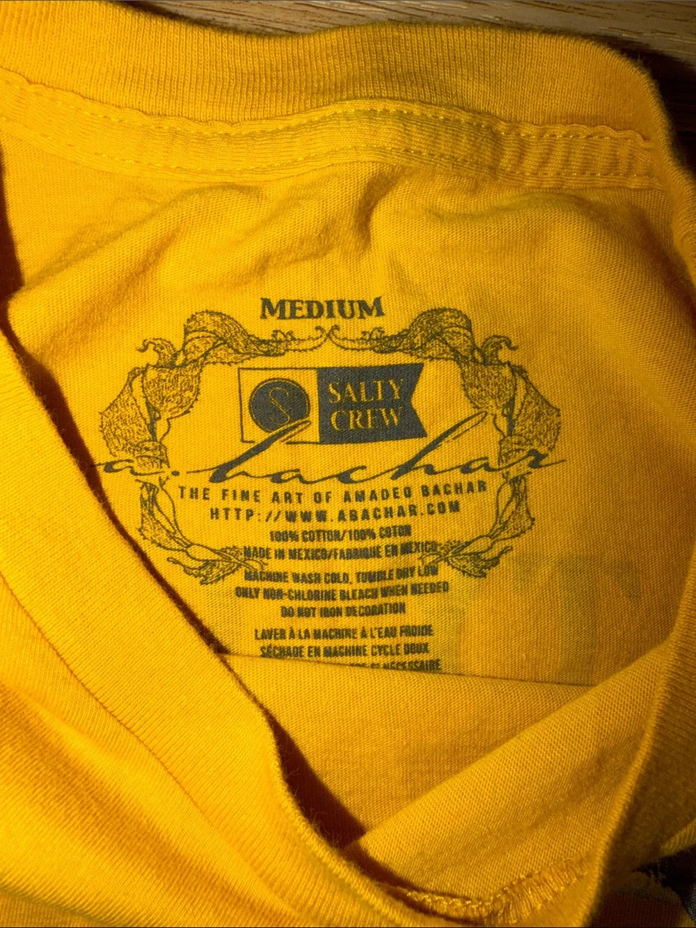 Salty Crew Mustard Shark Back Graphic Tee size mens medium